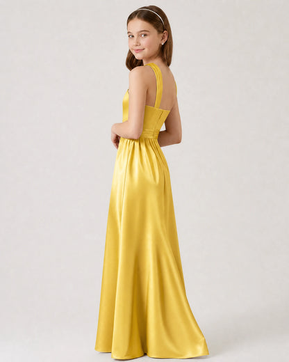 Dideyttawl Teal Junior Bridesmaid Dress Criss Cross Halter Neck Floor Length Dress