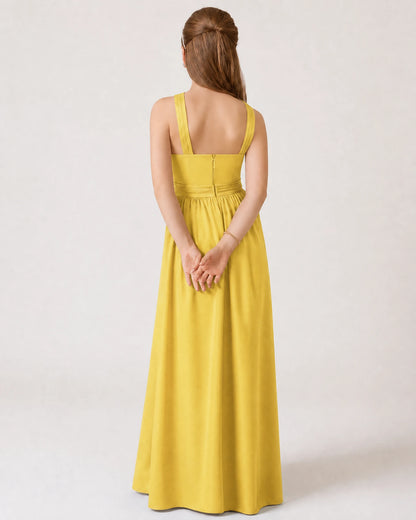Dideyttawl Teal Junior Bridesmaid Dress Criss Cross Halter Neck Floor Length Dress