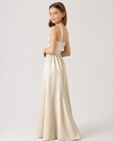 Champagne Satin A-line Junior Bridesmaid Dress Side View