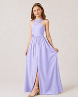 Lavender Chiffon A-line Junior Bridesmaid Dress Front View