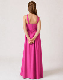 Dideyttawl Teal Junior Bridesmaid Dress Criss Cross Halter Neck Floor Length Dress