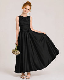 Black Satin Junior Bridesmaid Dress