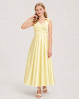 Daffodil Satin A-line Junior Bridesmaid Dress Front View