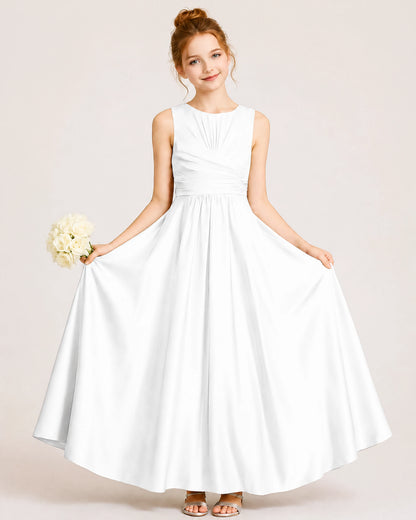 White Satin Junior Bridesmaid Dress