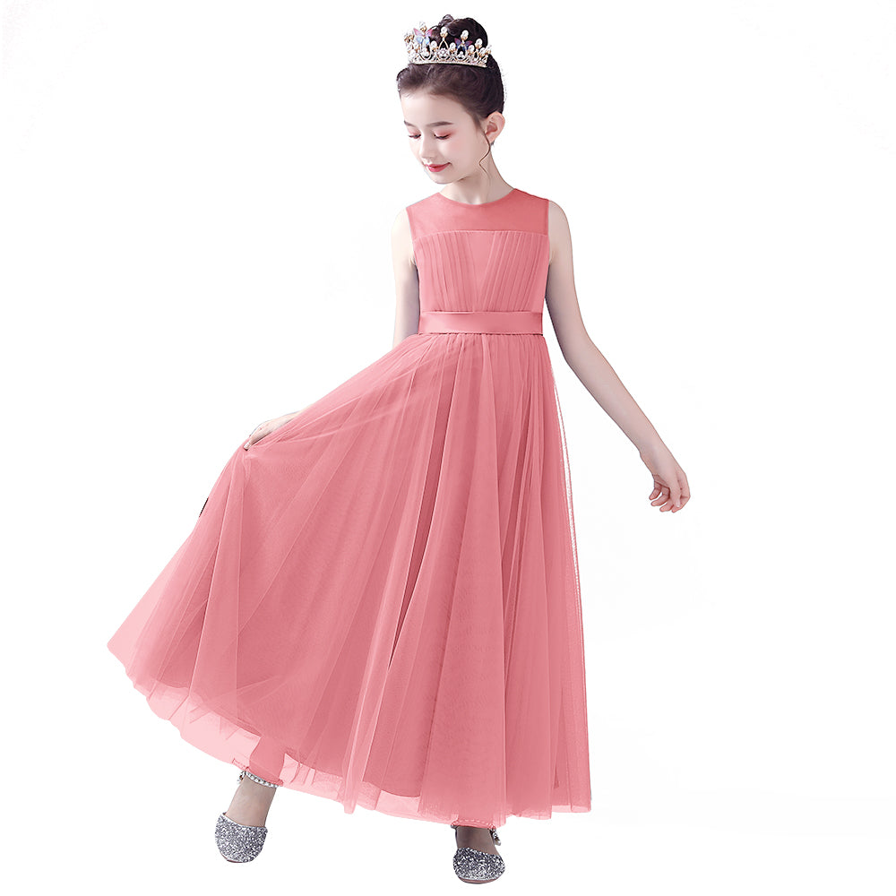 Dideyttawl Flower Girl Dresses Tulle Junior Bridesmaid Wedding Formal Kids Girls' Special Occasion Princess Dress Full Length, Coral / 8 Dideyttawl Flower Girl Dresses Tulle Junior Bridesmaid Wedding Formal Kids Girls' Special Occasion Princess Dress Full Length, Coral / 8