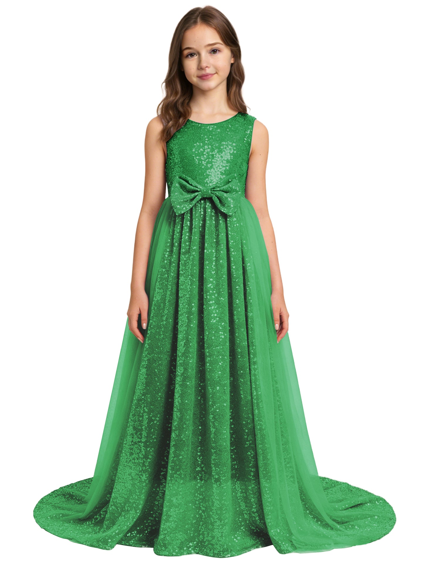 dideyttawl 2026 Flower Girls Dress Sparkly Sequins Tulle Sleeveless Prom Gown Floor Length Jr Bridesmaid Dresses 2557