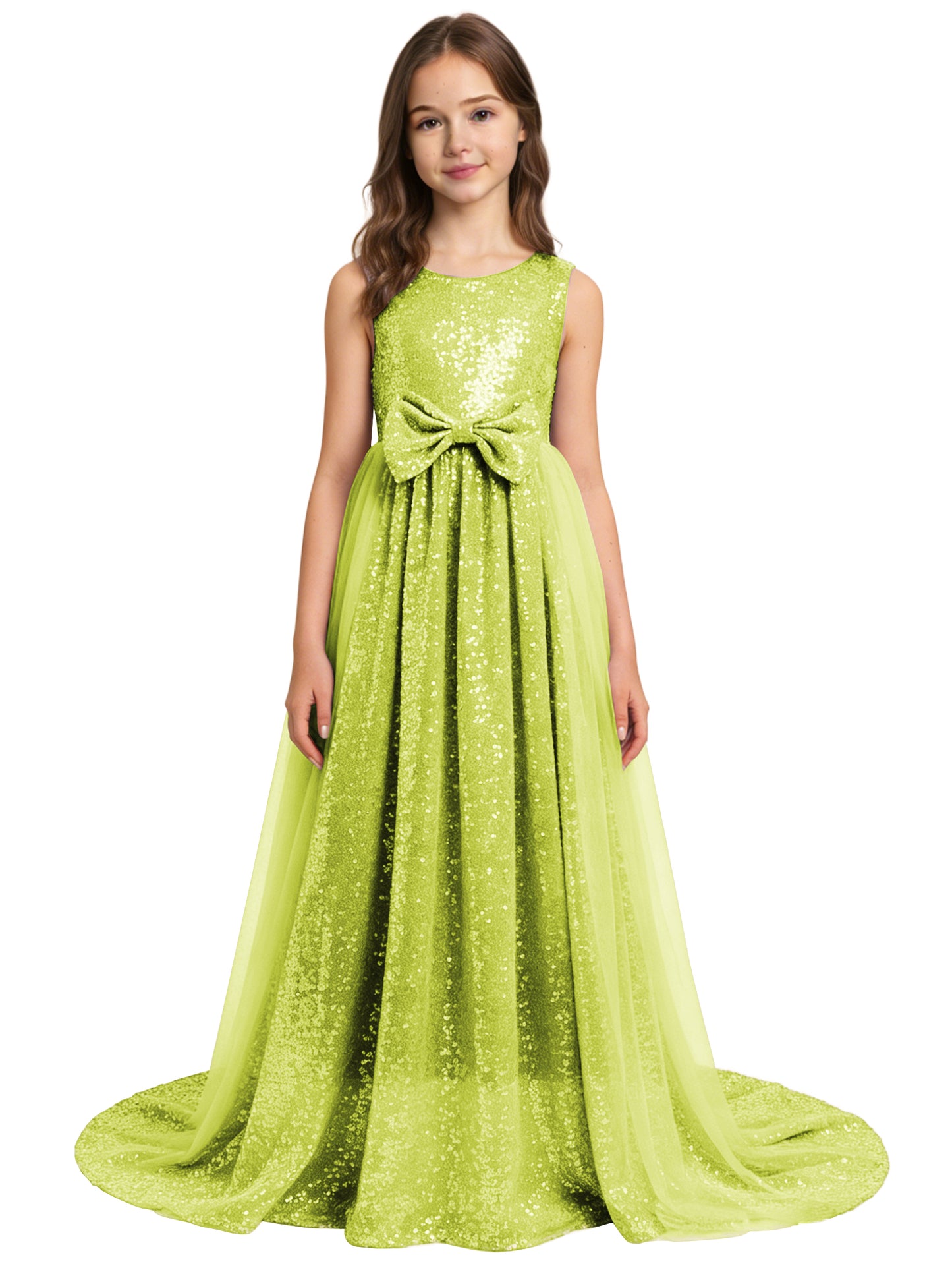dideyttawl 2026 Flower Girls Dress Sparkly Sequins Tulle Sleeveless Prom Gown Floor Length Jr Bridesmaid Dresses 2557