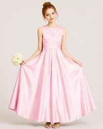 Pink Satin Junior Bridesmaid Dress