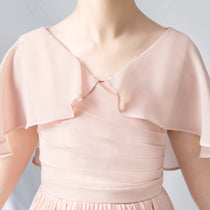 Dideyttawl Cape Sleeves Chiffon Junior Bridesmaid Dress for Wedding