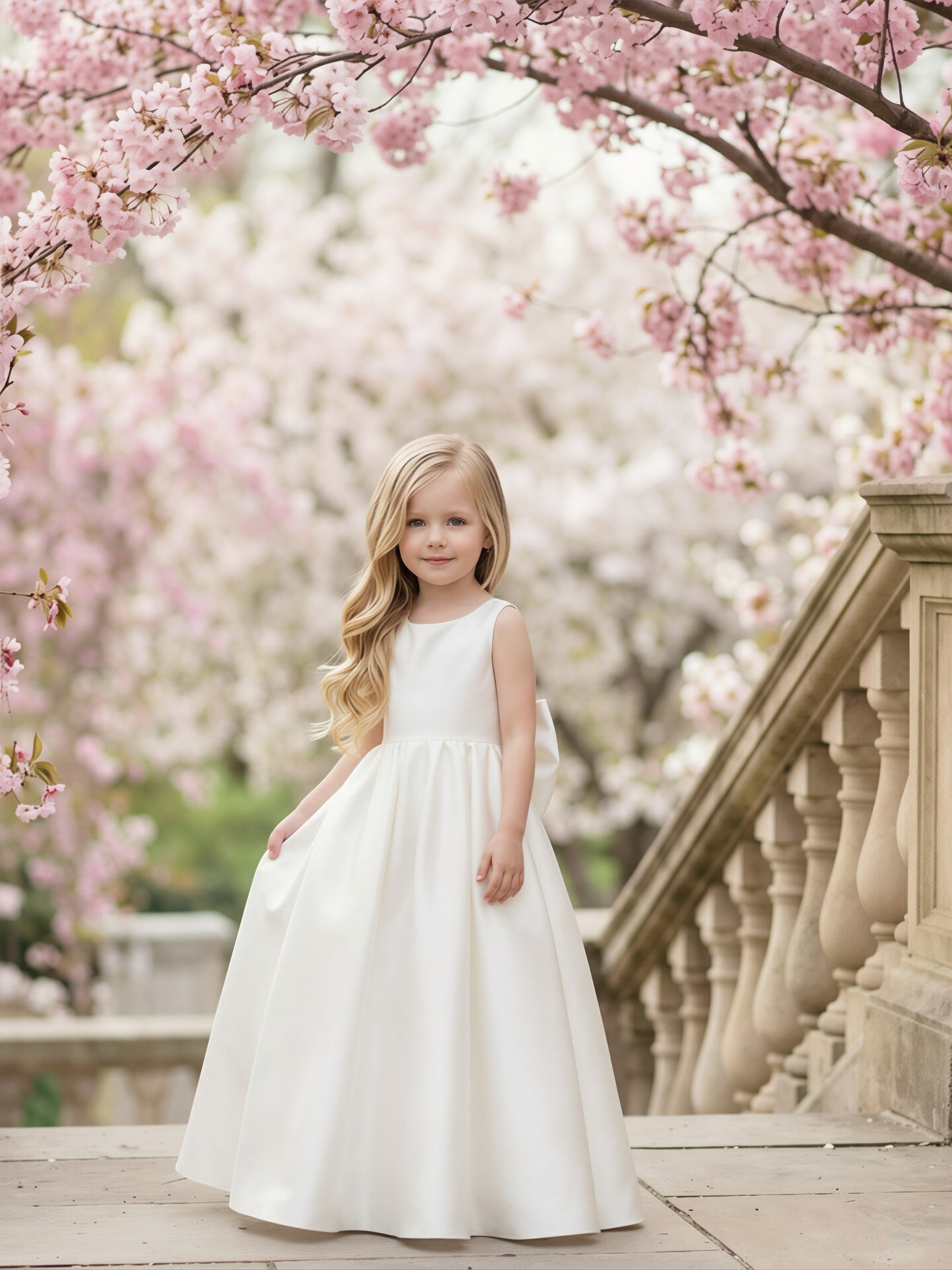 dideyttawl Satin Flower Girl Dresses with Bow Elegant Communion Dress for Girls A-Line Formal Party Gown with Bow