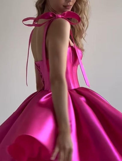 2025 Lace up Back Mini Wedding Dress Elegant Short Formal Dress Women Backless Puffy Prom Dress