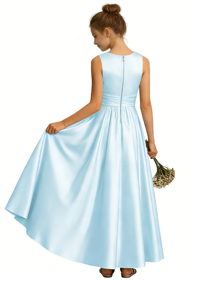 dideyttawl Satin A-Line Junior Bridesmaid Dresses Pleated Girls Special Occasion Gown