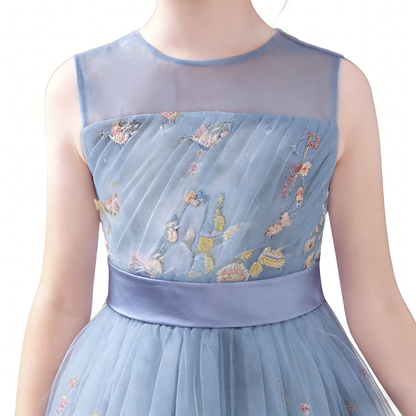 dideyttawl 2026 Fairy Dress for Girls Floral Tulle Flower Girl Dresses Long Sleeveless Jr Bridesmaid Prom Gown 2554