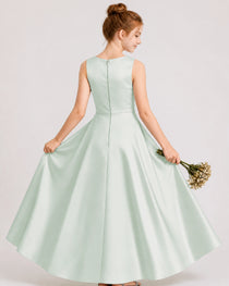 Mist Satin Junior Bridesmaid Dress