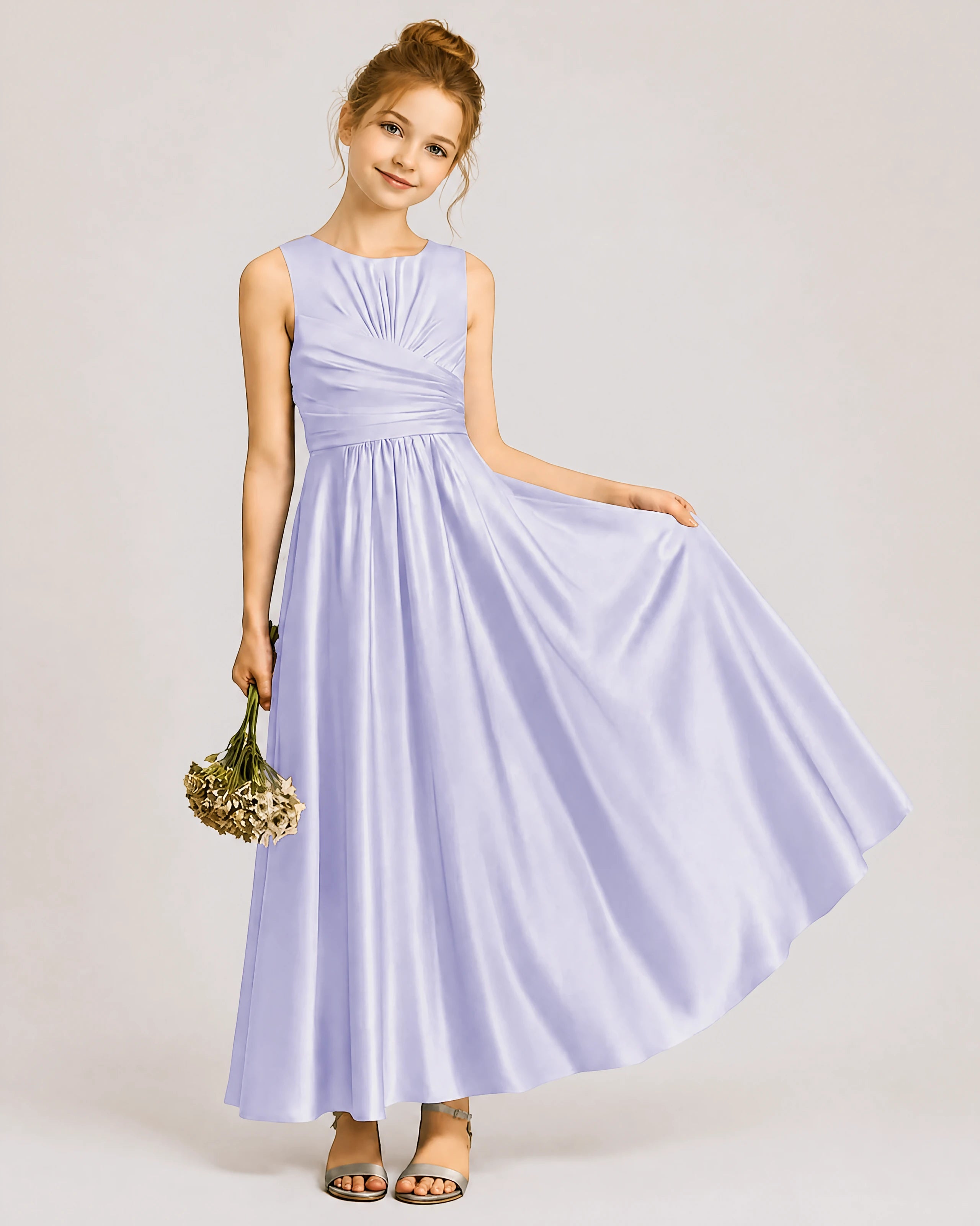 Junior Bridesmaid Dress | Ruched Bodice & Satin