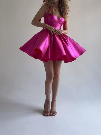 2025 Lace up Back Mini Wedding Dress Elegant Short Formal Dress Women Backless Puffy Prom Dress