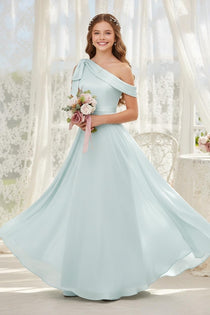 dideyttawl One Shoulder Junior Bridesmaid Dresses for Girls 4-16 Chiffon  A-Line Pageant Formal Party Ball Dress 2562