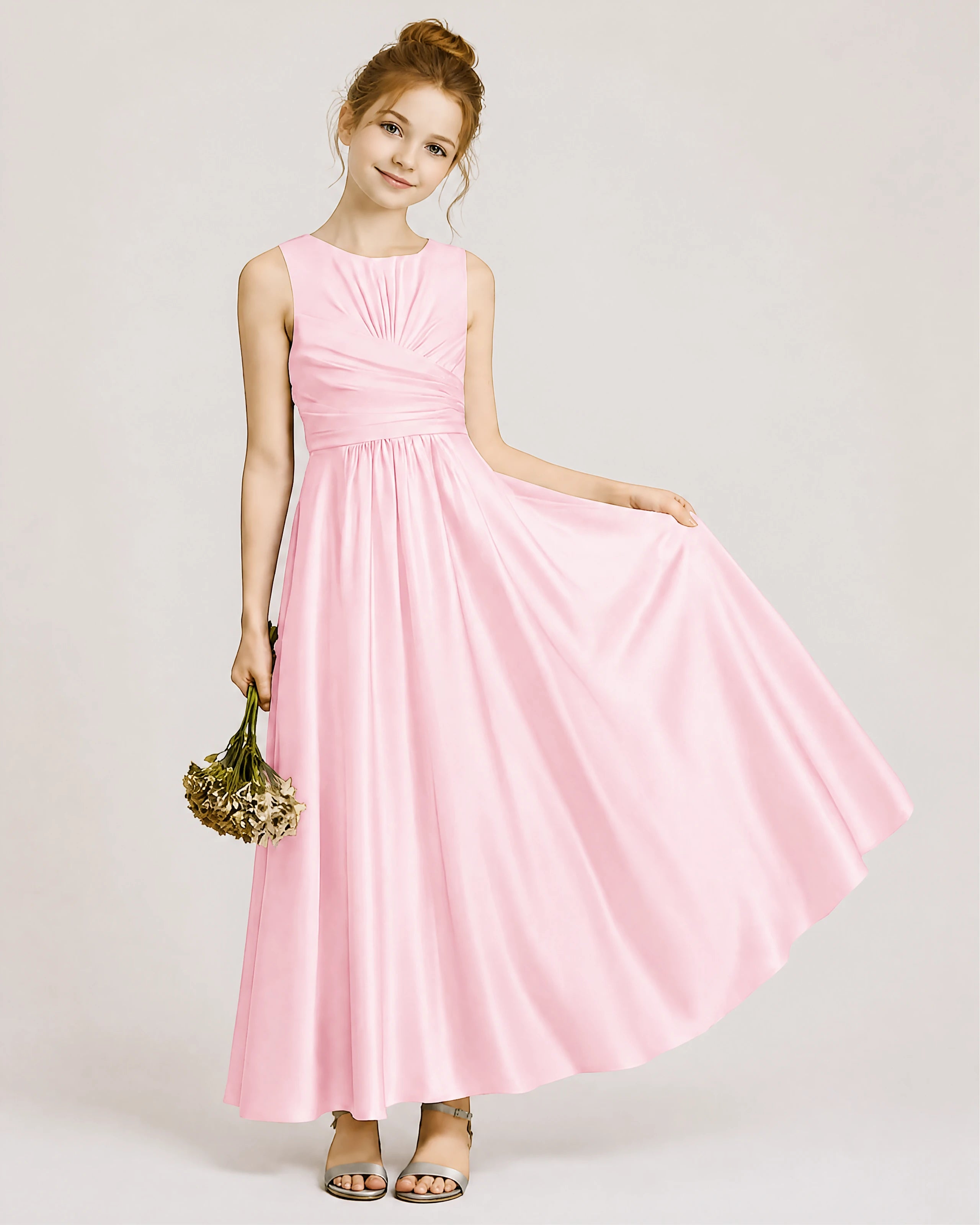 Junior Bridesmaid Dress | Ruched Bodice & Satin