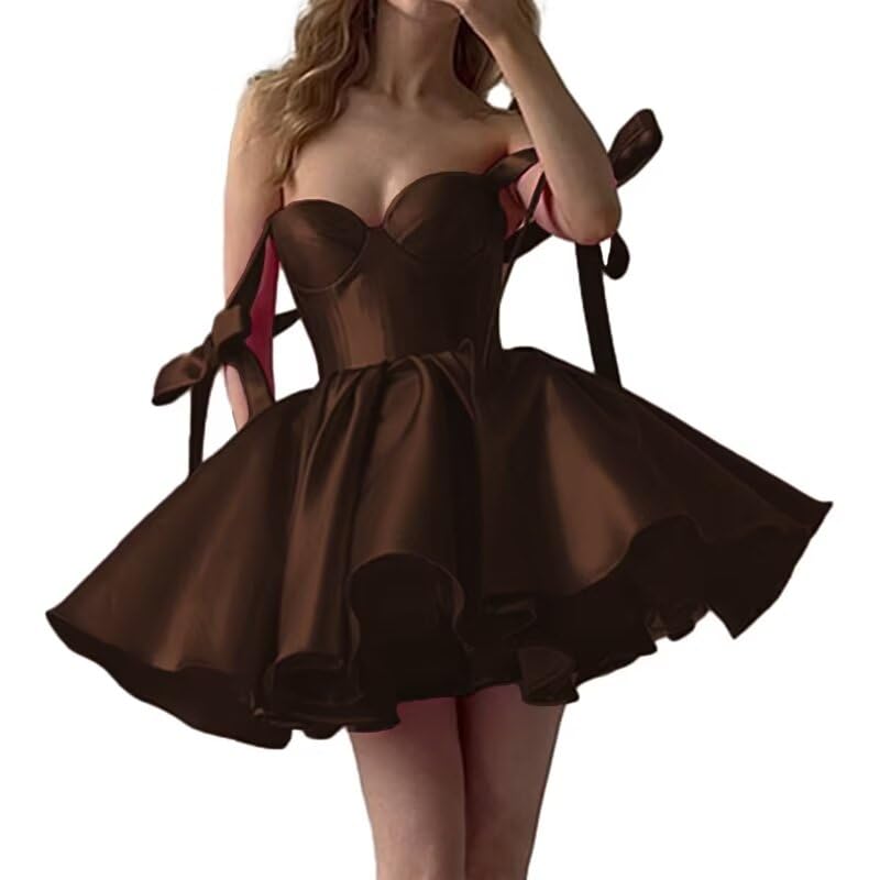 2025 Lace up Back Mini Wedding Dress Elegant Short Formal Dress Women Backless Puffy Prom Dress