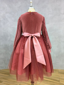 Dideyttawl Spring Girls Short Velvet Girls Formal Dress Elegant Formal Dress Lantern Long Sleeves Girls Birthday Party Dress