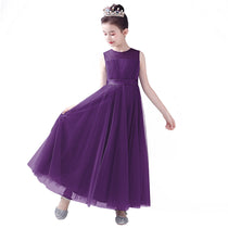 Dideyttawl Dusty Blue Flower Girl Dress Sleeveless Tulle Floor-Length Gown