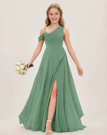 Eucalyptus Chiffon Junior Bridesmaid Dress