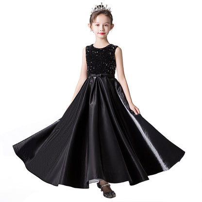 Satin Sequins Formal Dresses For Girls Special Occasion Dresses Elegant Birthday Party Dress