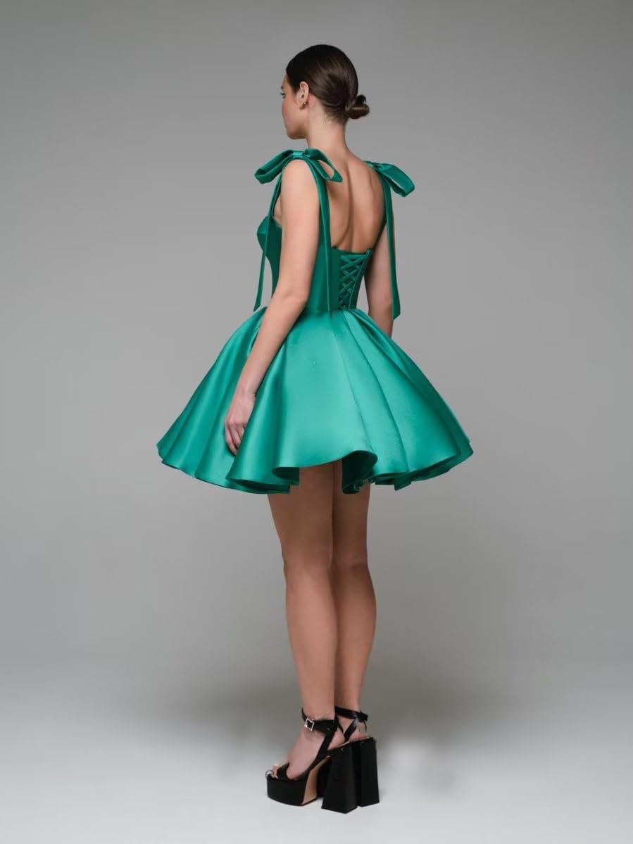 2025 Lace up Back Mini Wedding Dress Elegant Short Formal Dress Women Backless Puffy Prom Dress