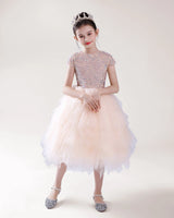 Blush Pink Tulle Ball Gown Girls Formal Dress Front View