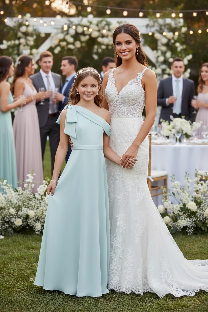 dideyttawl One Shoulder Junior Bridesmaid Dresses for Girls 4-16 Chiffon  A-Line Pageant Formal Party Ball Dress 2562