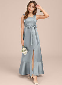 Dideyttawl Junior Bridesmaid Dresses with Slit  Satin Formal Gown for Girls 2529