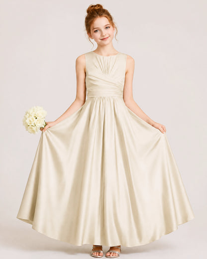 Champagne Satin Junior Bridesmaid Dress