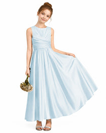 Baby Blue Satin Junior Bridesmaid Dress