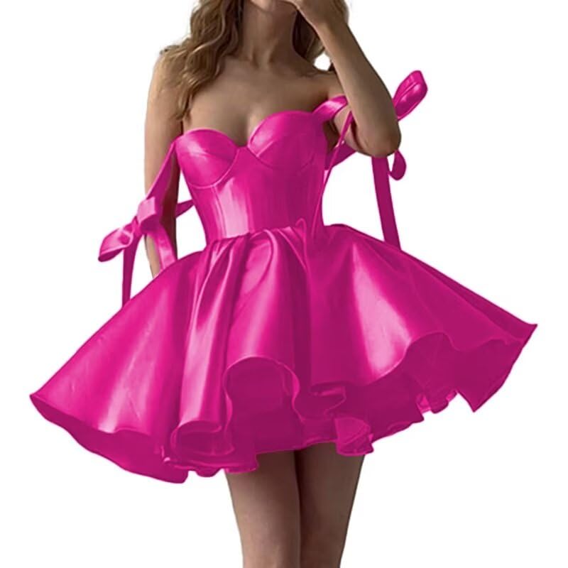 2025 Lace up Back Mini Wedding Dress Elegant Short Formal Dress Women Backless Puffy Prom Dress
