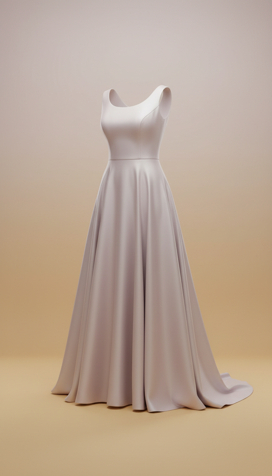 Satin midi dress with draped sleeves