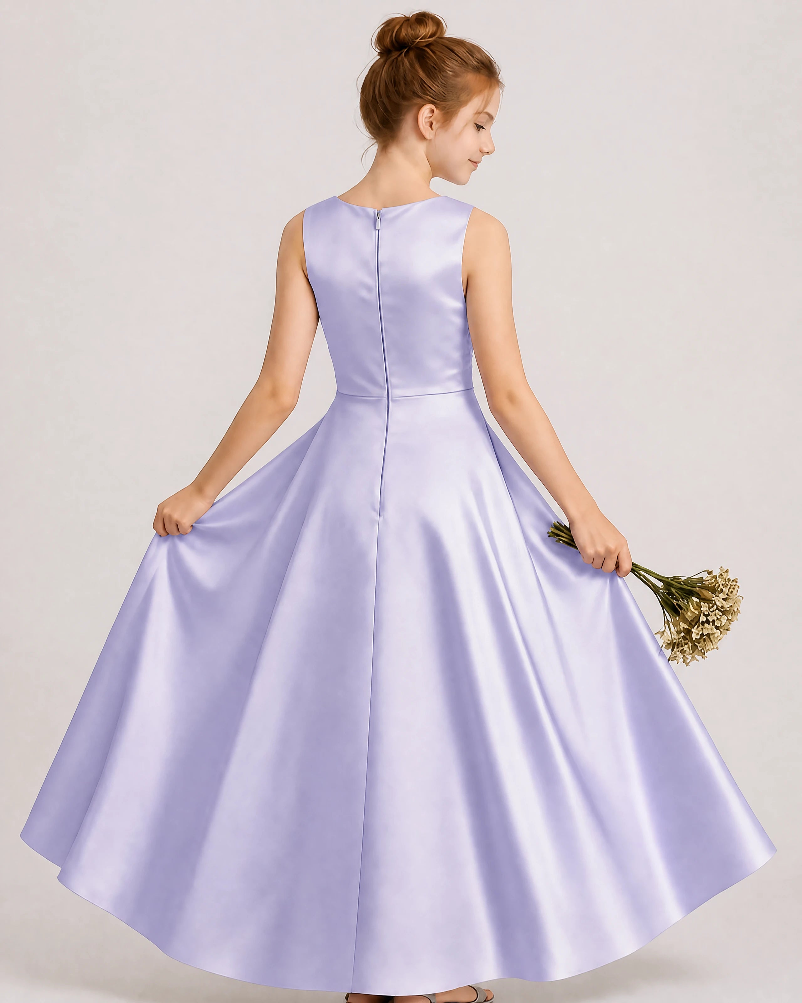 Lavender Satin Junior Bridesmaid Dress
