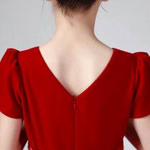 Dideyttawl Velvet Girls Formal Dress With V Neck Puff Sleeves