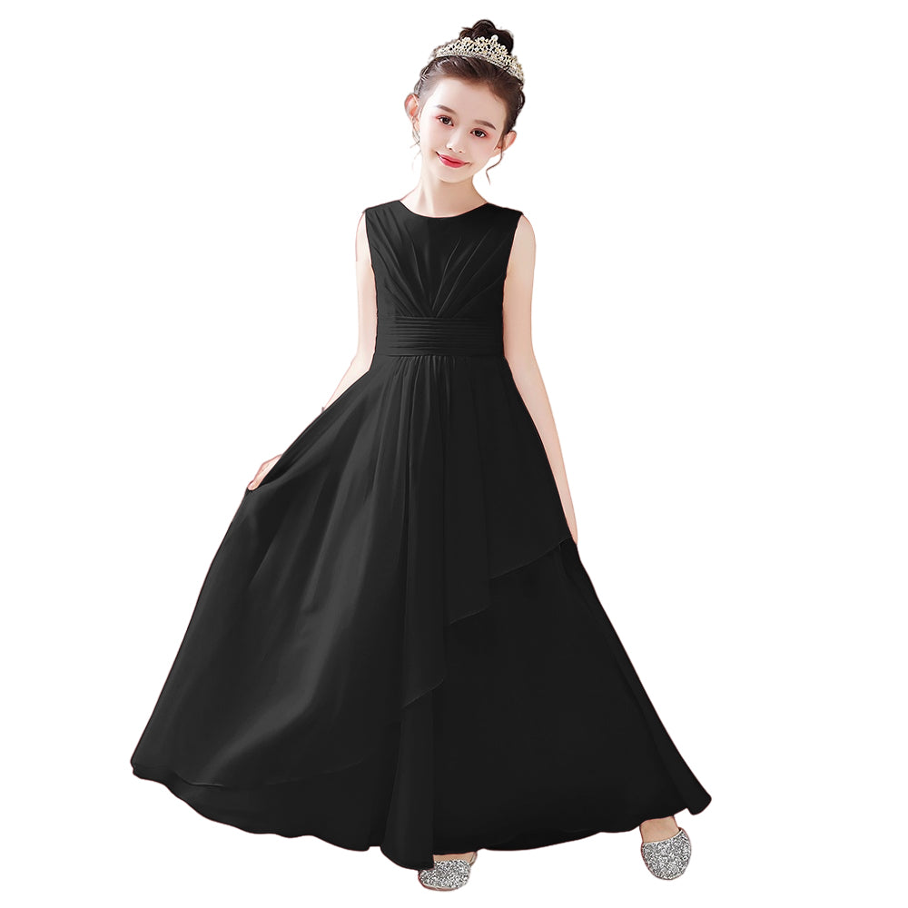 Dideyttawl Chiffon Junior Bridesmaid  Dress Girls Formal Gown for Girls