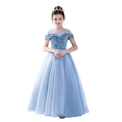 Off Shoulder Pageant Dresses For Teen Girls Sequins Long Evening Dress Flower Girls Dress Special Occasion dresses, Blue / 16 Off Shoulder Pageant Dresses For Teen Girls Sequins Long Evening Dress Flower Girls Dress Special Occasion dresses, Blue / 16