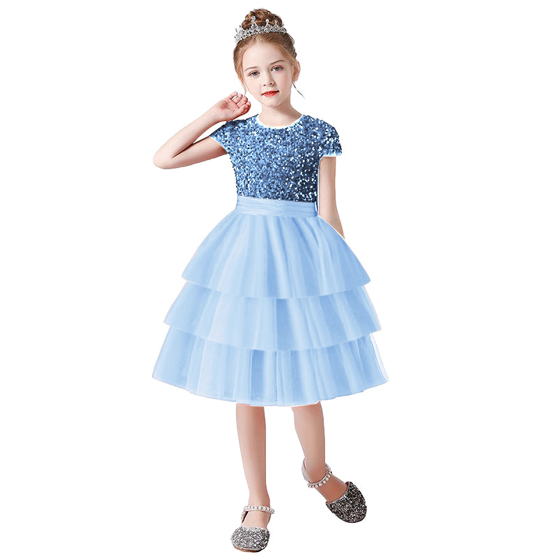Dideyttawl Cupcake Dresses For Kids Short Mini Birthday Party Gowns Tulle Tutu Dress Sequins Short Dress For Flower Girls Princess Dress, Baby Blue / Dideyttawl Cupcake Dresses For Kids Short Mini Birthday Party Gowns Tulle Tutu Dress Sequins Short Dress For Flower Girls Princess Dress, Baby Blue /