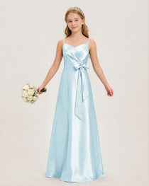 Baby Blue Satin Junior Bridesmaid Dress