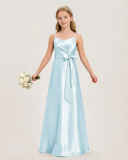 Baby Blue Satin Junior Bridesmaid Dress