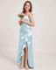 Dideyttawl Girls Formal Dress with Slit Ruffles Satin  Formal Gowns for Girls