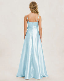 Baby Blue Satin Junior Bridesmaid Dress