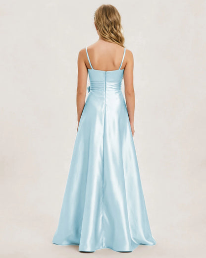 Baby Blue Satin Junior Bridesmaid Dress