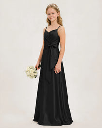 Black Satin Junior Bridesmaid Dress