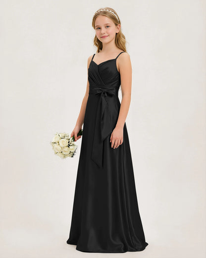 Black Satin Junior Bridesmaid Dress