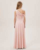 Blush Pink Chiffon A-line Junior Bridesmaid Dress Back View