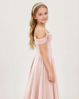 Blush Pink Chiffon A-line Junior Bridesmaid Dress Side View