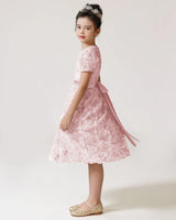 Blush Pink Lace A-line Girls Formal Dress Side View